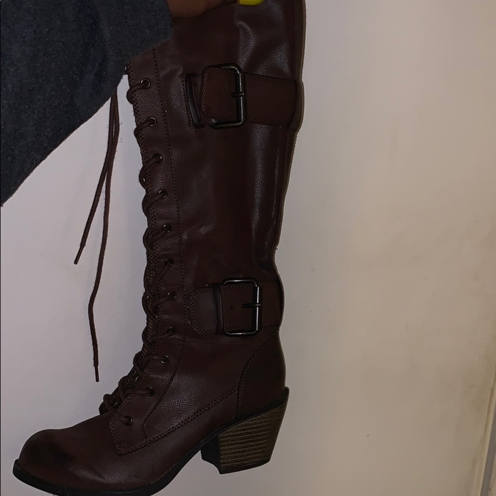 Brown heeled boots